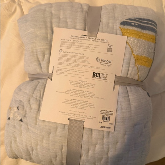 Pottery Barn Kids Sailboat Quilt - White, Blue, Yellow, Red - Picture 8 of 8